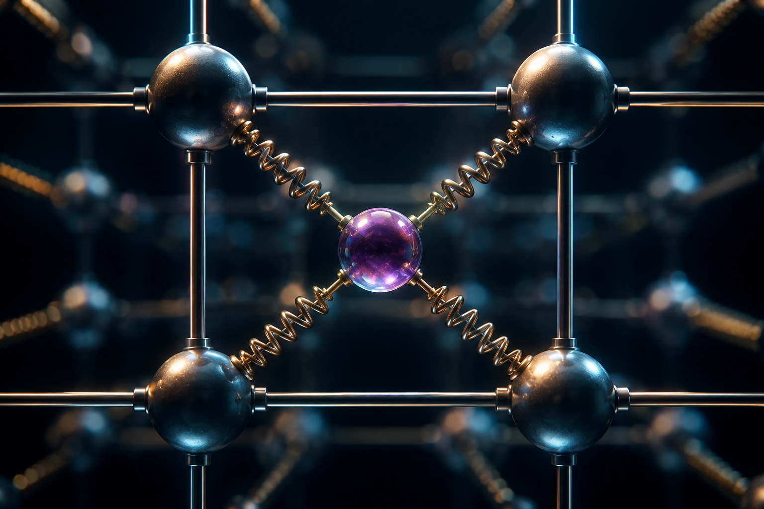 Conceptual rendering of a central gate atom connected to four surrounding atoms